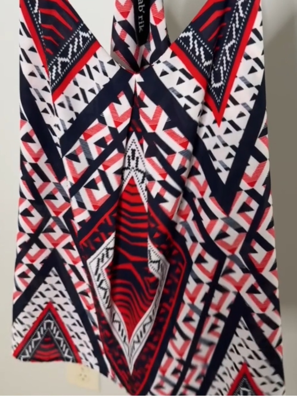 Red, White & Navy V-Neck Tribal Geometric Print Racerback Cami Tank Top
